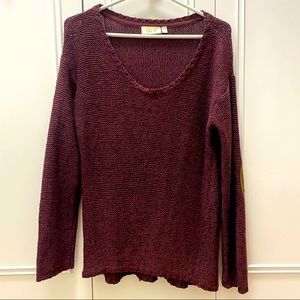 Maroon Sweater with Brown Suede Elbow Patches